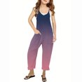 thumbnail image 1 of RXIRUCGD Girls Casual Jumpsuits Gradient Print Sleeveless Summer Rompers Long Pants With Pockets For 5-14 Years( Purple, Size:5 Years ), 1 of 6