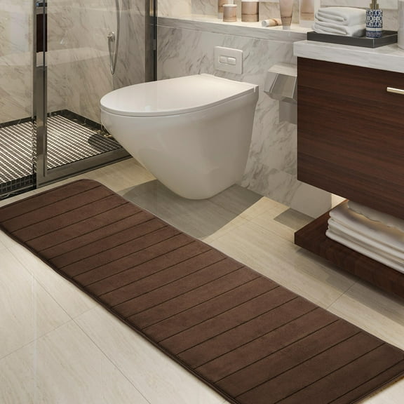 PiccoCasa Absorbent Memory Foam Bath Mat Bath Runner Rug, Coffee Color 24" x 63"