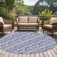 thumbnail image 4 of Blue Floral Round Area Rug 8Ft Washable Large Circle Rugs for Living Room Dorm, Spring Flowers Pattern Plants Simple Vintage Non-Slip Carpet Floor Mats Indoor Outdoor Carpet Runner Home Decor, 4 of 8