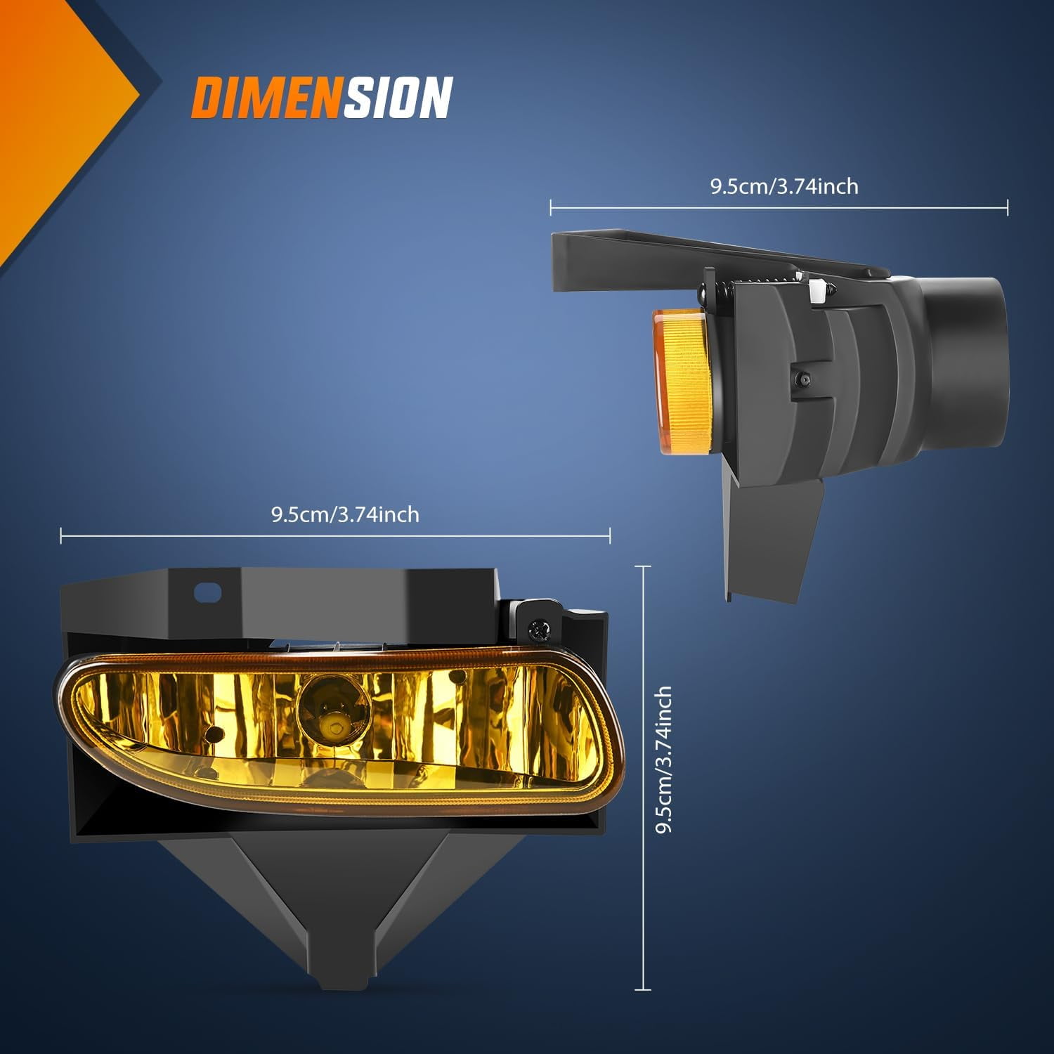 Nilight Fog Lights Assembly Compatible with 1999 2000 2001 2002 2003 2004 Ford Mustang 1999-2004 Mustang Fog Lamp Replacement Amber Lens w/12V 880 27W Bulbs