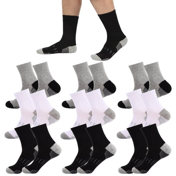 CHAOJISHE 9 PAIRS MEN'S Hiking Athletic Crew Socks Mens Sports Socks Breathable Cushioned Running Moisture Wicking Socks SIZE:10-12