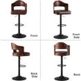 thumbnail image 3 of Hawsaiy Wooden Bar Stools Set of 3, Adjustable Height 24.5-33.5IN, Wooden Bar Chairs with PU Leather Upholstery, Back & Footrest for Kitchen, Dining, and Home Bar, 3 of 7