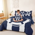 thumbnail image 3 of Manfei Minimalist Blue White Lifebuoy Sailboat Bedding Comforter Set for Kids Boys and Girls, Nautical Print Full Bedding Set, Navy Reversible 7 Pieces, 3 of 6