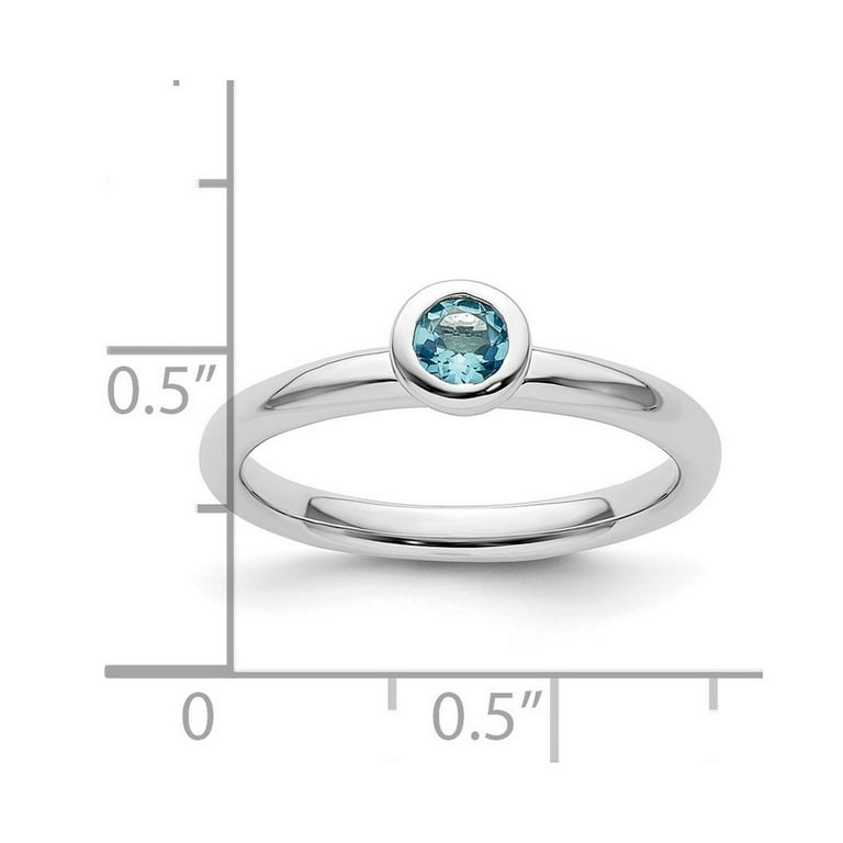 Sterling Silver Stackable Expressions Low 4mm Round Blue Topaz Ring Sterling Silver Stackable Expressions Low 4mm Round Blue Topaz Ring