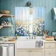 thumbnail image 4 of Farmhouse Floral Kitchen Curtains Blue Rustic Daisy Flower Small Short Cafe Window Curtains Vintage Country Bathroom Kitchen Window Drapes Treatment Tier Curtains 26"x36", 4 of 6
