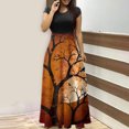 thumbnail image 1 of TIMIFIS Robes Maxi d'Halloween pour Femmes à Manches Courtes, Col Rond, Vintage, Halloween, Horreur, Citrouille Imprimée, Fête, Bal, Longue Robe Automne/hiver, 1 of 5