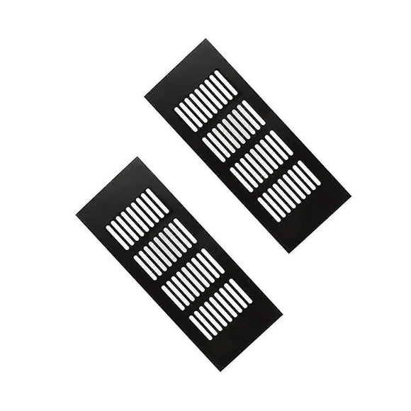 2 Pieces Ventilation Grille, Long 225mm Exhaust Grille, The Black Aluminum Wall Vent Cover, Can Be Used For Cabinet And Walkbee 3438 B