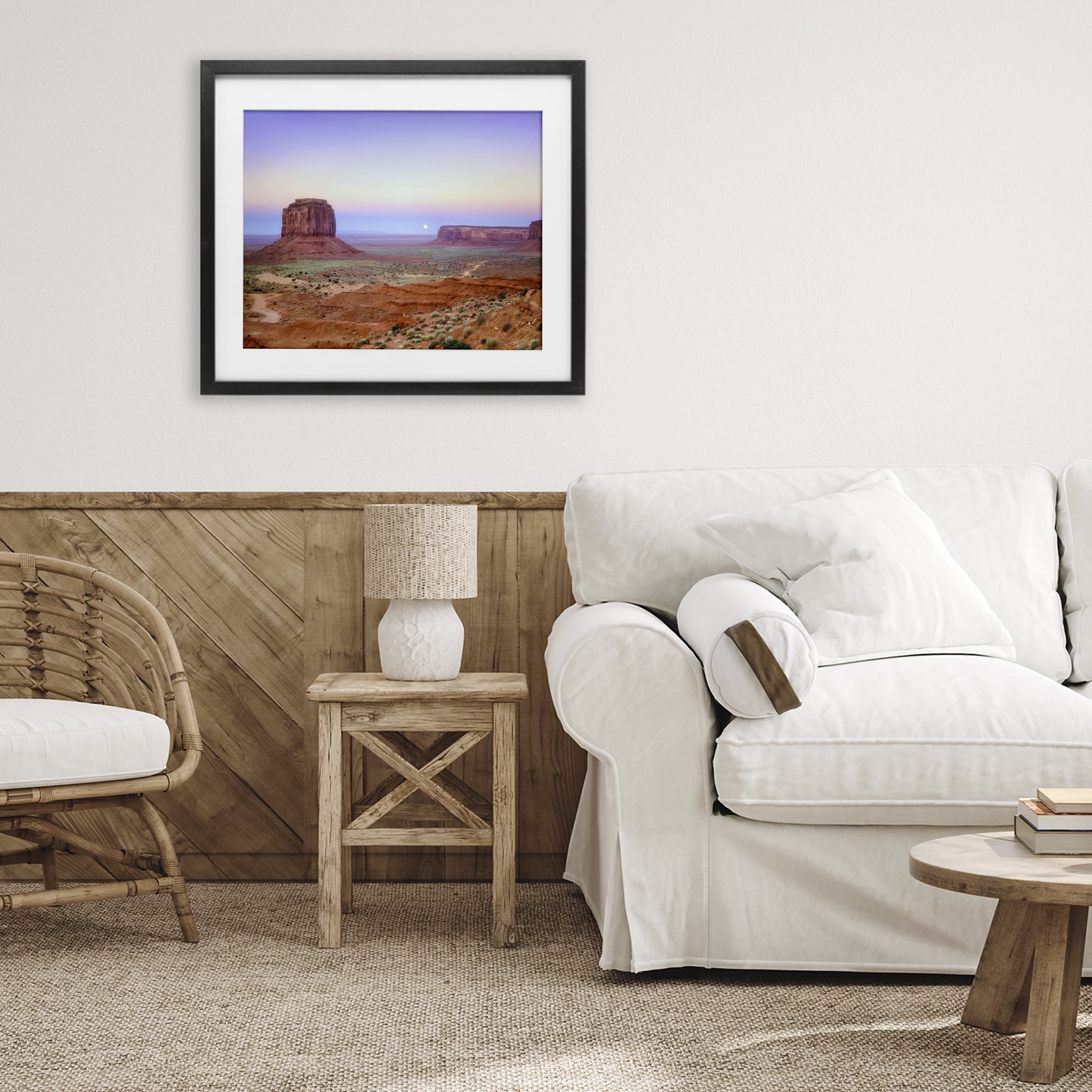 Stupell Industries Moonrise Over Monument Valley Black Framed Print Under Glass, design by Dennis Frates