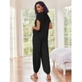 thumbnail image 4 of Oudiya Women's 2 Piece Lounge Set Cap Sleeve Tops and Jogger Pants Knit Pajama Sweatsuit S-XXL, 4 of 7