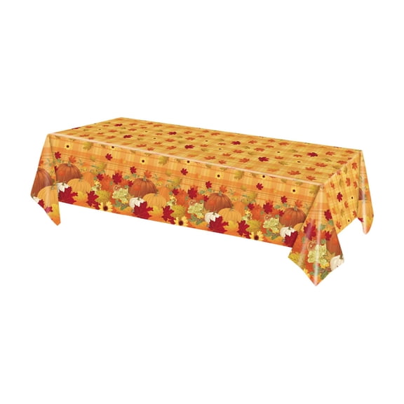 ShaoXinWan Thanksgiving Pumpkin Disposable Tablecloth, Thickened Rectangular Table Cover, Fall Harvest Family Party Dining Room Decoration Supplies