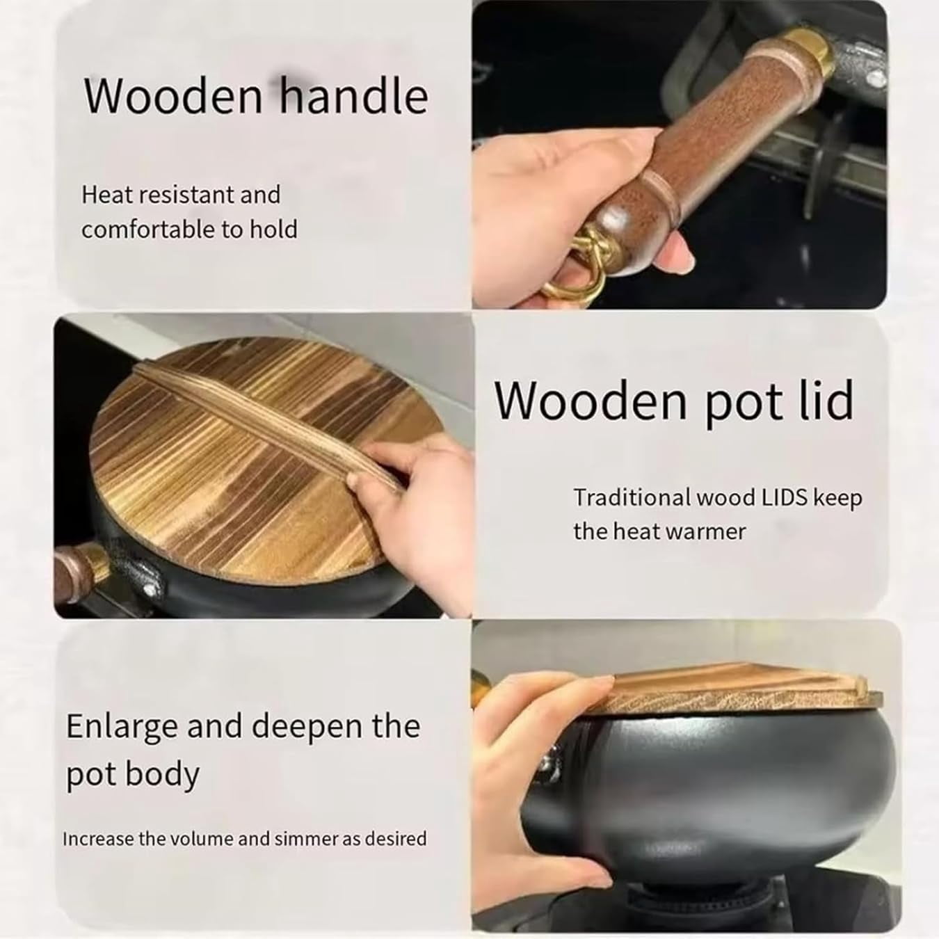 Uncoated Thick Iron Pot, Japanese Iron Pots for Cooking, High Purity Frying Pans, Uncoating Cast Iron Pot with Lid, Hand-Forged Non-Stick Cast Iron Pot, for All Stoves (No lid,11.05in)