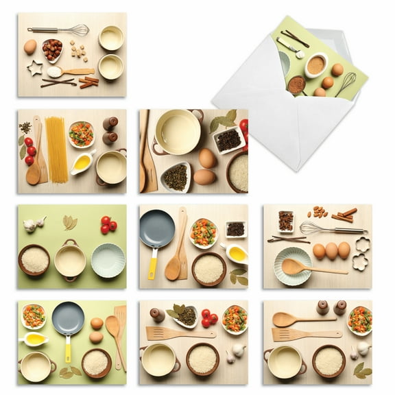 10 Assorted Thank You Gratitude Note Cards with Envelopes (4 x 5.12 Inch) - CULINARY CARDS M1733TY