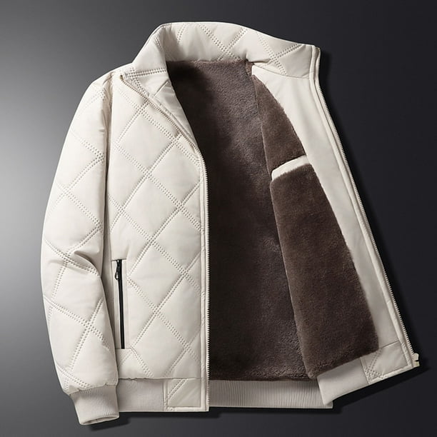 Puntoco Chaqueta De Invierno Informal De Color Liso Con Cuello Alto Y Bolsillos Con Cremallera Y Manga Larga Para Hombre