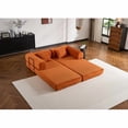thumbnail image 4 of Sofa cama convertible con almohada cilíndrica, sofá de colchón plegable de corduro con marco de forma fija, sofá de pie para salón y dormitorio (naranja), 4 of 5