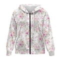 thumbnail image 4 of Renewold Pink Rose Floral Women's Oversized Hoodie Jackets Full Zip Up Pullover Sweatshirt Long Sleeve Y2K Hoodies Tops Fleece Sweatshirts Trendy Jackets Winter Fall Fashion Outfits, XL, 4 of 7