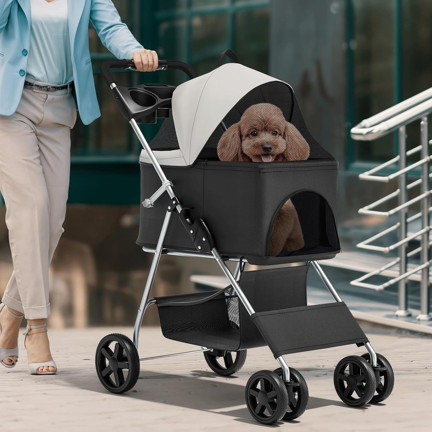 PAWZIDEA Pet Stroller 4 in 1, Dog Strollers for Small/Medium Dogs