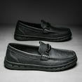 thumbnail image 5 of Men's Casual Loafers Slip On Leather Shoes Comfortable Lightweight Driving Shoes Male Moccasins Classic Penny Loafer Flats Boat Shoes Outdoor Walking Shoes, 5 of 14