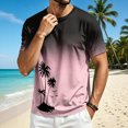 thumbnail image 2 of Mens Summer Shirts Short Sleeve Crew Neck Floral Gradient Tees Casual Beach Hawaiian Vintage T Shirts, 2XL, 2 of 5