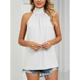 thumbnail image 6 of Gustave Womens Sleeveless Tie Halter Tops Summer High Neck Tank Tops Casual Elegant Vest Shirts Blouses "White, 2XL", 6 of 6