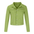 thumbnail image 4 of Lindreshi Jean Jacket Women Cropped Women Fashion Casual Pockets Long Sleeve Tops Jacket Outwear, 4 of 6