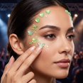 thumbnail image 2 of Butterfly Face Jewels Glitter Face 4.5 Inch Face Gems Self-Adhesive Face Rhinestones Sparkly Face Embellishments for Rave Concert Festival Party Photo Shoot Green, 1 Pack, 2 of 4