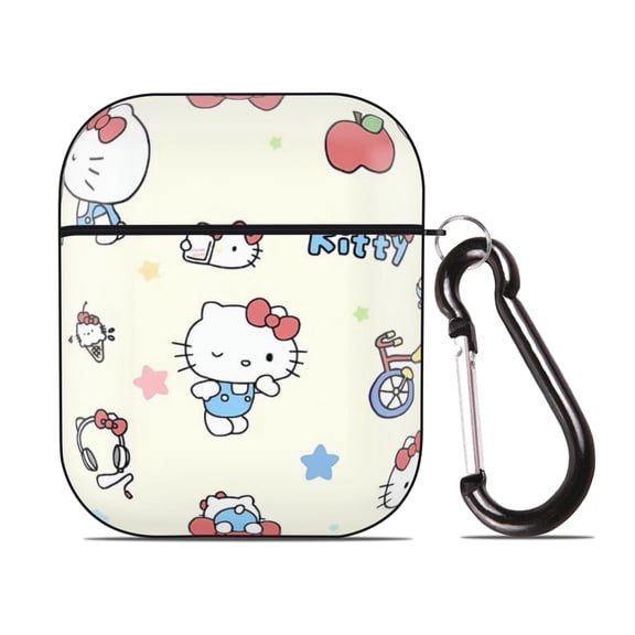 Hello kitty AirPods 2nd Generation Protective Case (Hard Shell Black) AirPods Protective Case PC Protective Case Buckle, Compatible with Apple AirPods 2nd Generation Charging Box