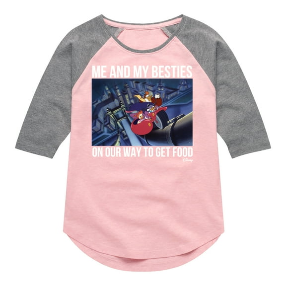 Disney - Darkwing Duck - Me & My Bestie Getting Food - Toddler & Youth Girls Raglan Graphic T-Shirt