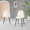 thumbnail image 3 of 2x Corona Black Leg White Faux Leather Dining Chair, 3 of 6