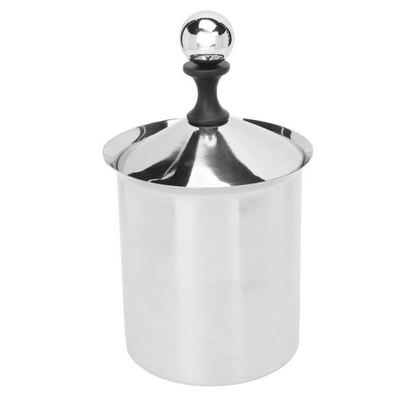 Espumador de leche manual Acero inoxidable 304 Proceso cepillado de doble capa Capacidad de 800 cc Espumador de café con mango ancho