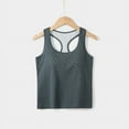 thumbnail image 2 of Jinhomg Women's Racerback Tank Top Sleeveless Crew Neck Sports Bras Stretchy Comfy Summer Workout Crop Top with Built in Bra for Running Yoga Gray XL, 2 of 5