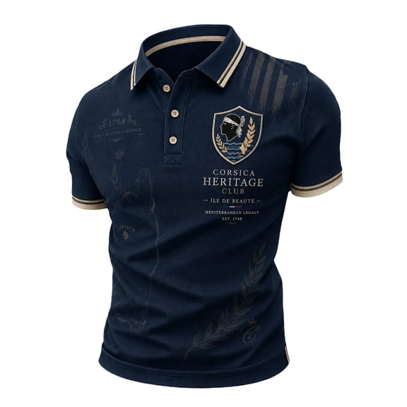 Men's Polo Shirts Contrast Print Short Sleeve Shirt Casual Collared Top