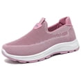 thumbnail image 5 of Women Shoes Slip On, Walking Shoes Women Slip On, Women's Flat Breathable Fly Woven Mesh Sneakers,Casual Fashion Non-Slip Walking Shoes Comfortable Soft Sole Slip-On Loafers Tennis Shoes, Pink 7, 5 of 9