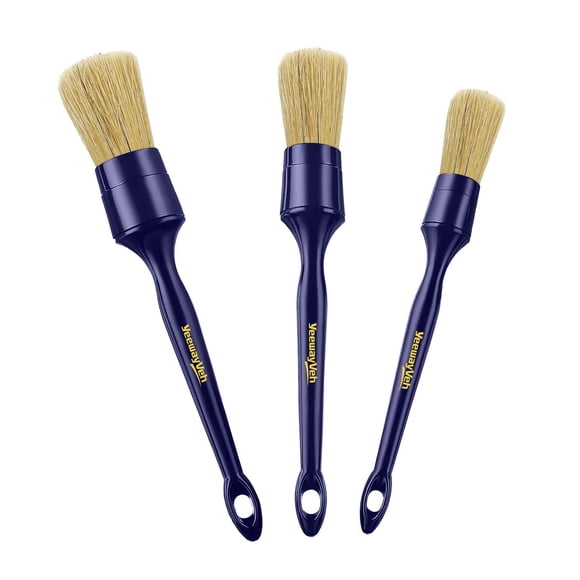 Juego de cepillos para decoración de coches YeewayVeh, pelo de jabalí ultrasuaves, paquete de 3