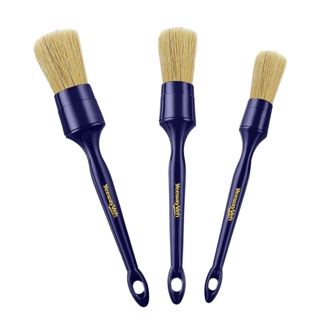 Juego de cepillos para decoración de coches YeewayVeh, pelo de jabalí ultrasuaves, paquete de 3