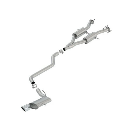 Borla 140748 S-Type Cat-Back Exhaust System; 2.5 in.; Incl. Front Muffler Assemblies/Inter. Pipe/Rear Muffler Assy./Hardware/4 in. Round x 8 in. Tip; Truck Single Right Rear Exit;
