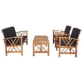 thumbnail image 4 of SAFAVIEH Fontana Outdoor Patio 4 Pc Conversational Set, Natural/Black, 4 of 14