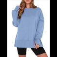 thumbnail image 2 of Sudaderas de Gran Tamaño para Mujer, Sudaderas con Capucha de Larga con Abertura para el Pulgar, Camisetas con Abertura Lateral, Tops Estilo Y2K Azul L, 2 of 10