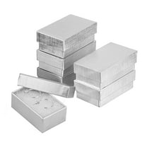 Prestige & Fancy Luxury Silver Jewelry Boxes, Cotton-Filled Cardboard Gift Boxes with Lids for Bracelets, Earrings, and Small Accessories, 2.55 x 1.5 x 1 in, 6-Pack