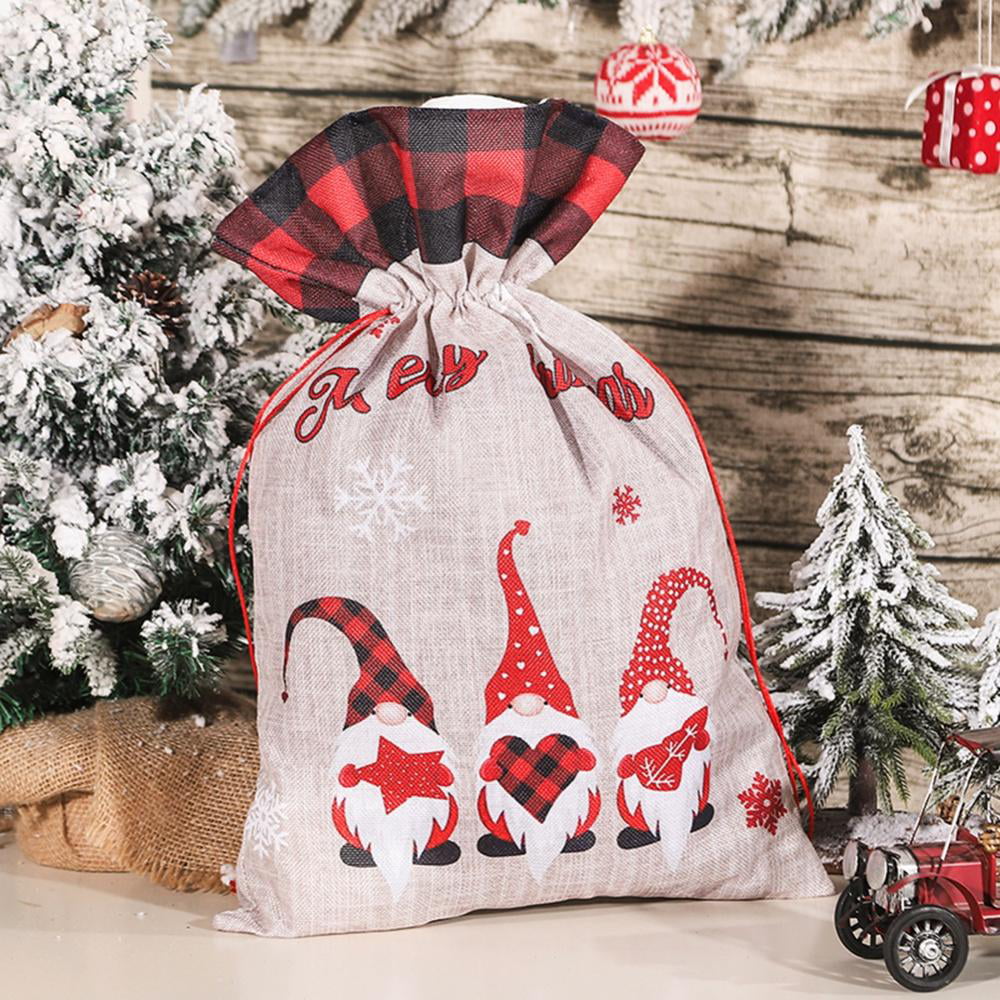 Small Luxurious Christmas Gift Bag Strong Bags Xmas Gifts Wrap Decorations 1pc 