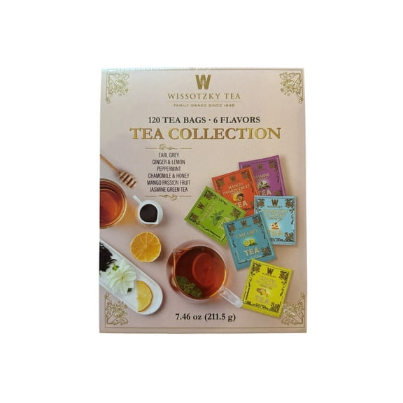 Wissotzky Tea Tea Bags Wooden Box 6 Flavor Assortment 120 Count 7.46 Oz