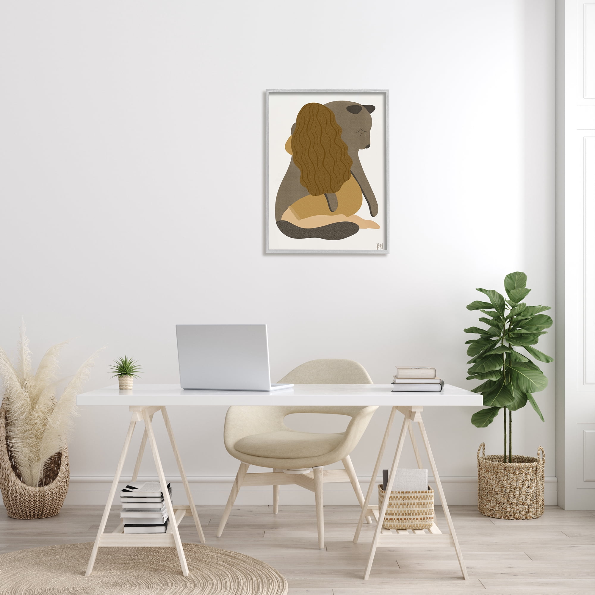 Stupell Indtries Female Hugging Sea Lion Animal Warm Earth Tones,24 x 30,Design by Birch&Ink