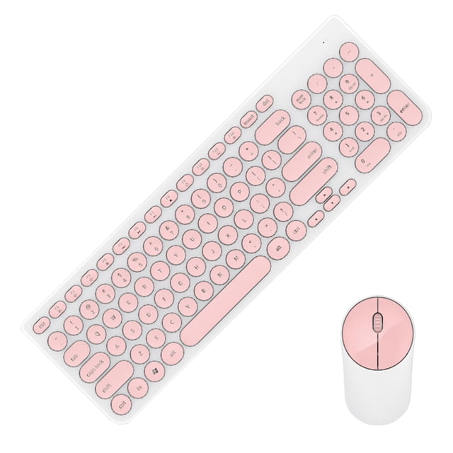 Teclado y ratón Juego de ratones inalámbricos para juegos, PC, oficina, teclado con teclas redondas, rosa seitruly EL001646-01B