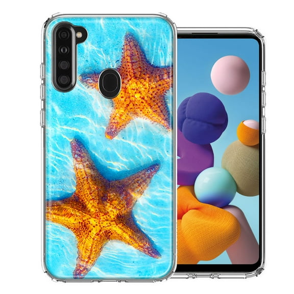 MUNDAZE For Samsung A21 Ocean Starfish Design Double Layer Phone Case Cover