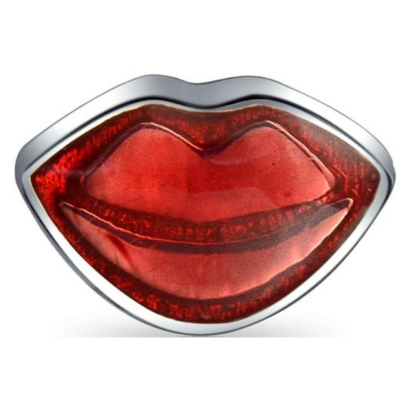 Bling Jewelry Womens Valentine Red Lips Charm Bead in Sterling Silver for European Bracelets