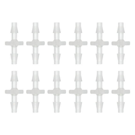 12Pcs Plastic Hose Barb Fitting, 1/8" x 1/8" Barb Pipe Connectors Hose Fitting Adapter Splicer Mender Adapter Union for Fuel Gas Liquid Air Hose Repair