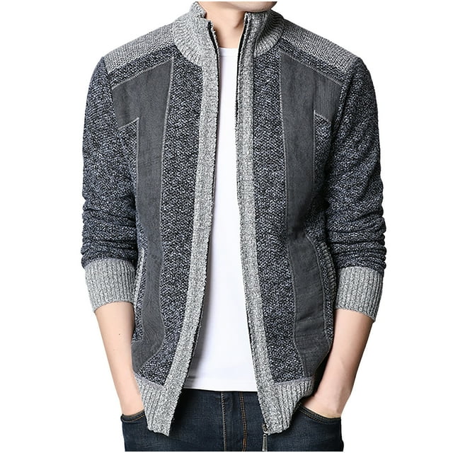 DPTALR Hommes Décontracté Hiver Col Roulé Manches Longues Cardigan en Tricot à Fermeture Éclair Chandail Manteaux
