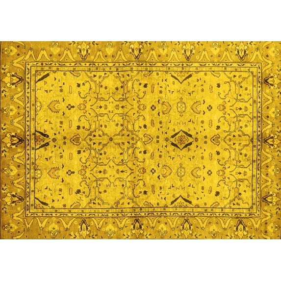 Ahgly Company Indoor Rectangle Oriental Yellow Traditional Area Rugs, 8' x 10'