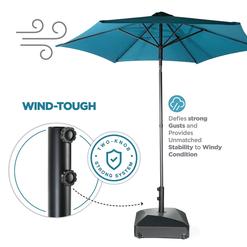 Maple99USA Patio Umbrella Base, 123 lbs Capacity, Black, Square, HDPE Plastic, Heavy Duty