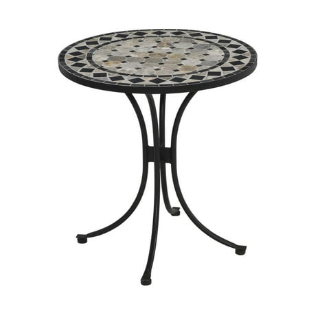 Round Bistro Table with Black Marble Tile Ring