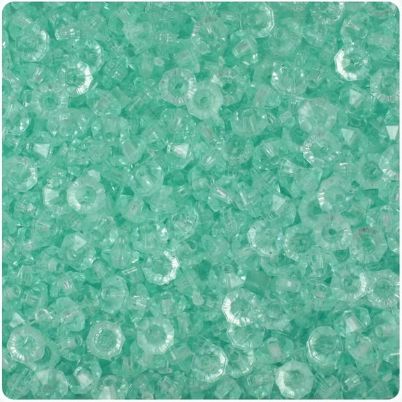BeadTin Green Aqua Transparent 6mm Faceted Rondelle Craft Beads (1350pcs)